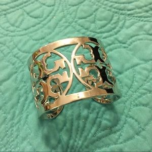 Tory Burch Silver Cuff Logo Bracelet